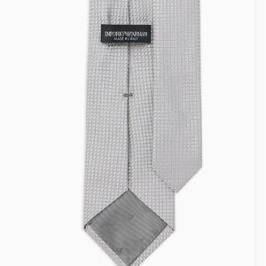 NEW Emporio Armani Textured Grey Pure Silk Tie- NWT